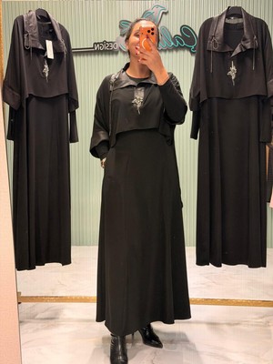 my312 Yakası Taşlı Ikili Elbise