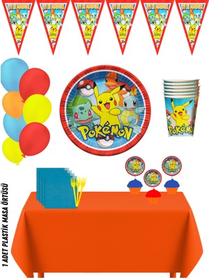 Pokemon Pikachu 8 Kişilik Doğum Günü Parti Süsleri Seti