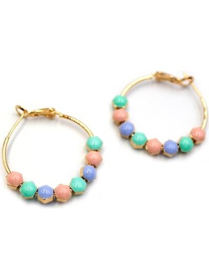 ModaSize Mineli Halka Küpe - Çok Renkli