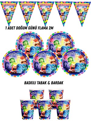 Ters Yüz 16 Kişilik Tabak , Bardak , Flama Bayrak Doğum Günü Set