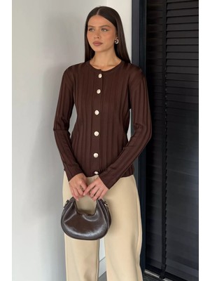 Gülseli Kadın Düğme Detaylı Triko Hırka (M-L-Xl Uyumludur) P-00018886