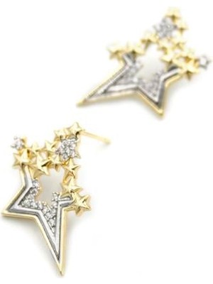 ModaSize Taşlı Yıldız Küpe - Altın