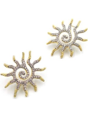 ModaSize Taşlı Güneş Küpe - Altın