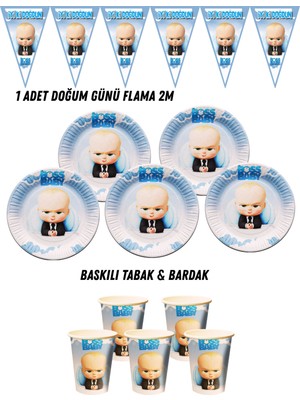 Patron Bebek The Boss Baby 32 Kişilik Tabak , Bardak , Flama Bayrak Doğum Günü Set