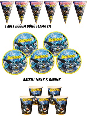 Batman Betmen 8 Kişilik Tabak , Bardak , Flama Bayrak Doğum Günü Set