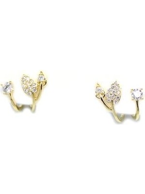 ModaSize Gümüş Iğneli Yaprak Küpe - Altın