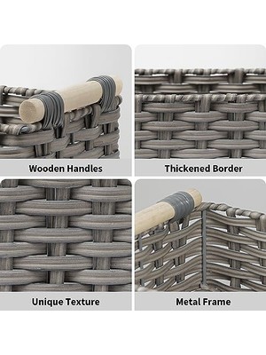 Says Depolama Için Hasır Sepetler, Raflar Için Hasır Sepetler, Tuvalet Sepeti Tank Topper, Su Geçirmez Tuvalet Tank Sepeti, Tuvalet Kağıdı Sepeti, 14¼ "x 6½" x 4¼", Gri