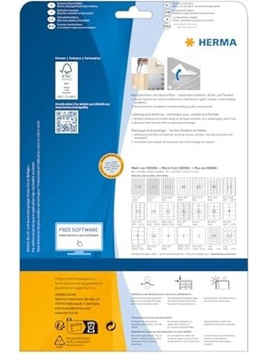 Herma 4387 Üniversal Etiket Dın A4 Çıkarılabilir 30 Mm, 25 Yaprak, Kağıt, Mat, Yuvarlak, Çıkarılabilir ve Tekrar Yapışan Adres Çıkartması, 1.200 Yapışkan Etiket, Beyaz