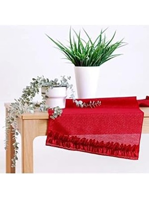 Viemso Simli Runner Kırmızı Fırfırlı 45X150