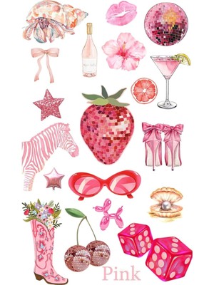 Pink Retro Laptop Tablet Telefon Ajanda Bullet Journal Motor -Suya Dayanıklı Etiket