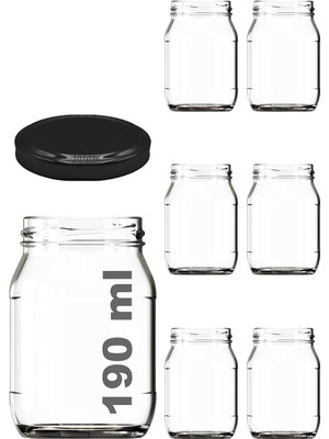 190 ml Şeffaf Kavanoz 190 cc Konserve Metal Kapaklı Cam Kavanoz 6 Adet