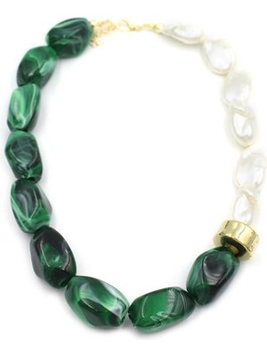 ModaSize Boncuklu Inci Kolye - Yeşil