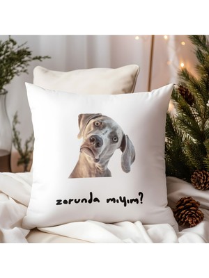 Qoeuyl Boutique Zorunda Mıyım? Baskılı Komik Eğlenceli Hediyelik Elyaf Dolgulu Saten Dekoratif Yastık