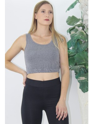 Egecen Beli Lastikli Crop Gri - LKS2907.022