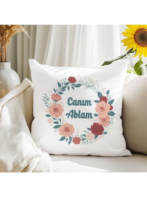 Qoeuyl Boutique Canım Ablam Baskılı Kız Kardeş Abla Hediyelik Elyaf Dolgulu Dekoratif Yastık