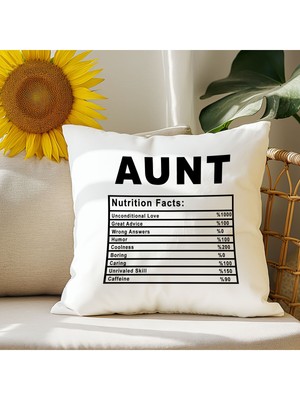 Qoeuyl Boutique Aunt Nutrition Facts Hala Teyze Baskılı Elyaf Dolgulu Hediyelik Yastık