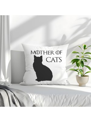 Qoeuyl Boutique Mother Of Cats Game Of Thrones Baskılı Elyaf Dolgulu Hediyelik Yastık