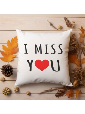 Qoeuyl Boutique I Miss You Eş Sevgili Baskılı Elyaf Dolgulu Hediyelik Yastık
