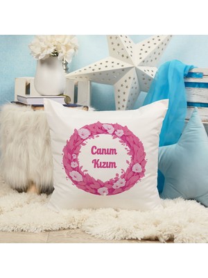 Qoeuyl Boutique Canım Kızım Baskılı Aile Hediyelik Elyaf Dolgulu Dekoratif Yastık