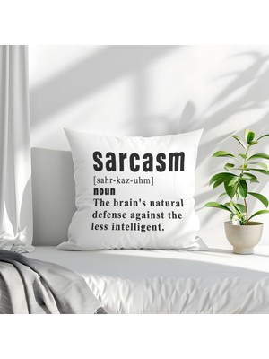 Qoeuyl Boutique Sarcasm Noun Baskılı Komik Hediyelik Elyaf Dolgulu Dekoratif Yastık