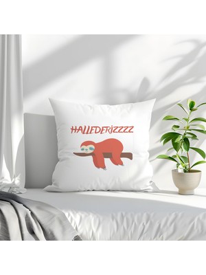 Qoeuyl Boutique Hallederiz Baskılı Komik Hediyelik Elyaf Dolgulu Saten Dekoratif Yastık