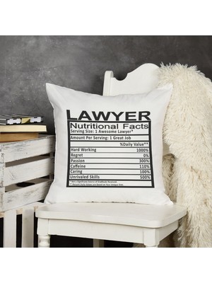 Qoeuyl Boutique Lawyer Nutrition Facts Avukat Baskılı Elyaf Dolgulu Hediyelik Yastık
