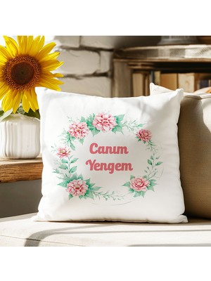 Qoeuyl Boutique Canım Yengem Baskılı Yenge Hediyelik Elyaf Dolgulu Dekoratif Yastık