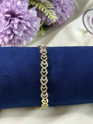 Zenith Steel 777 Kalpli Zirkon Taşlı Gold Bileklik