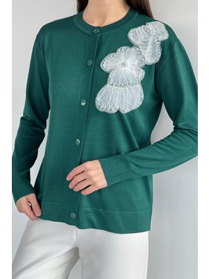 Gülseli Kadın Tül Işlemeli Triko Hırka (S-M-L-Xl Uyumludur) P-00018061