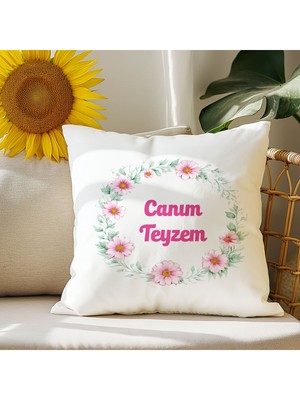 Qoeuyl Boutique Canım Teyzem Baskılı Teyze Hediyelik Elyaf Dolgulu Dekoratif Yastık