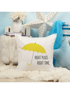 Qoeuyl Boutique Right Place Right Time Baskılı How I Met Your Mother Hediyelik Elyaf Dolgulu Dekoratif Yastık