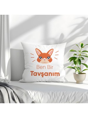 Qoeuyl Boutique Ben Bir Portakalım Baskılı Eş Sevgili Arkadaş Hediyelik Elyaf Dolgulu Dekoratif Yastık