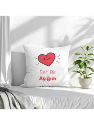 Qoeuyl Boutique Ben Bir Tavşanım Baskılı Eş Sevgili Arkadaş Hediyelik Elyaf Dolgulu Dekoratif Yastık