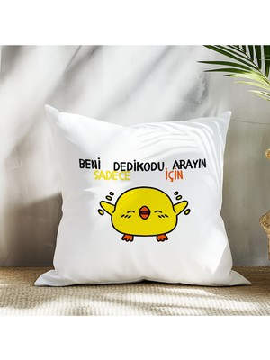 Qoeuyl Boutique Beni Sadece Dedikodu Için Arayın Baskılı Komik Hediyelik Elyaf Dolgulu Saten Dekoratif Yastık