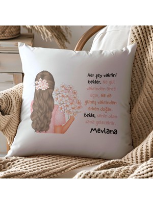 Qoeuyl Boutique Senin Olan Sana Gelecektir Baskılı Motivasyon  Hediyelik Elyaf Dolgulu Saten Dekoratif Yastık
