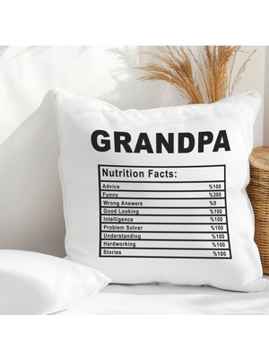 Qoeuyl Boutique Grandpa Nutrition Facts Büyükbaba Baskılı Elyaf Dolgulu  Yastık