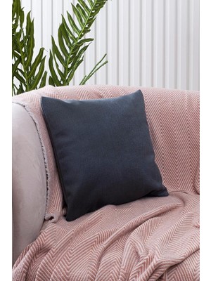 Süet Dokulu Mermer Damar Desenli Petrol Rengi Kırlent Kılıfı