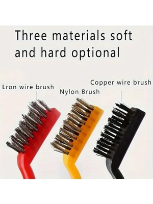 6'lı Mini Tel Fırça Seti Aspiratör Musluk Duşakabin Lavabo Fırın Ocak Mutfak Derz Banyo Tuvalet Pas Yağ Temizlik Bulaşık Fırçası 3 Çeşit Pirinç-Çelik-Naylon
