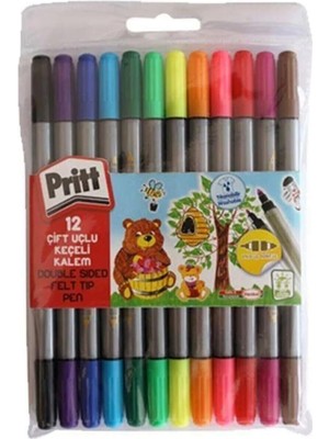 Çift Uçlu Keçeli Kalem 12 Renk