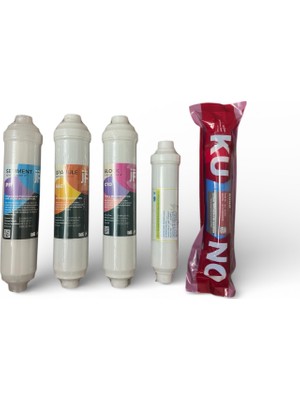 5’li Su Arıtma Filtresi Seti – Kuno 80 Gpd Membran + Pallas Tatlandırıcı | Kapalı Kasa Uyumlu | 7 L Dirsek + 1 T Dirsek