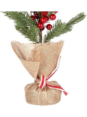 Yılbaşı Süsü Masa Çamı Kırmızı 'li Yeşil 18X37 Cm.