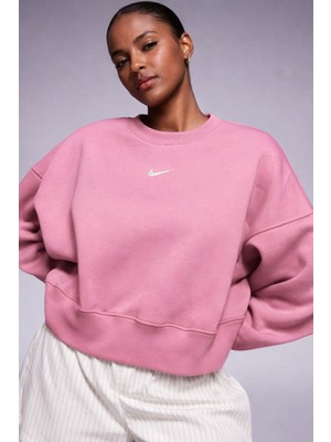 Nike Sportswear Essential Collection Fleece Oversized Kadın Sweatshirt Soft Pink