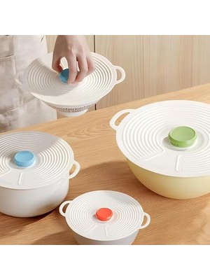 3’lü Vakumlu Silikon Kapak Seti | Esnek Sızdırmaz Kapaklar | Mikrodalga ve Bulaşık Makinesi Uyumlu | Gıda Koruma ve Saklama Kapağı