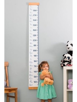 Alfabe Tasarımlı Boy Ölçme Cetveli - Asılabilir Boy Ölçer - Duvara Monte Bebek Boy Ölçer