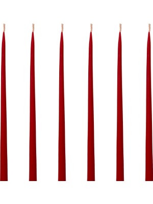 (6 Adet x 35CM) Konik Mum Şamdan Mumu Kırmızı Doğal Petek Bal Mumu Mum Dekoratif Beeswax Candle Red