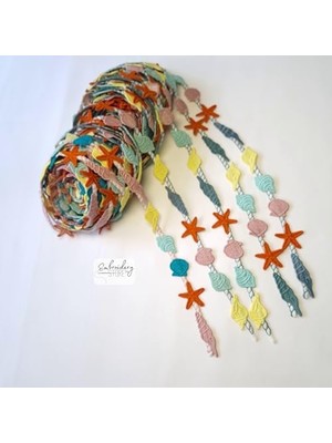 Deniz Kabukları Motifli Şerit Nakış Modeli | Nakış Aksesuar (Pembe Halat)