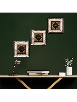 Dua Et, Şükret, Sabret Taş Duvar Tablosu - Çerçeveli Taş Tablo - Dekoratif Duvar Sanatı - Modern Ev ve Ofis Duvar Dekoru T3-31