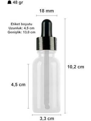 30 ml Metal Kapaklı Damlalık Dropper Şişesi Serum 30 cc Cam Şişe 6 Adet (Siyah Kapak, Şeffaf)