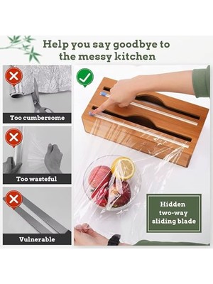 Akasya Ağacı Asılabilir Streç Film ve Alüminyum Folyo Kesici, Mutfaklarda Pratik ve Şık Çözüm Sunan, Duvara Monte Edilebilir Streçlik ve Folyoluk Aleti, Dayanıklı (2 Gözlü)