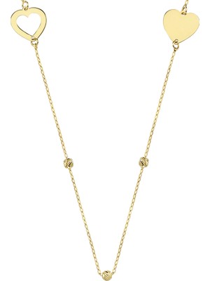 Hakan Mücevherat Dorika Detaylı Kalp 14 Ayar Altın Kolye